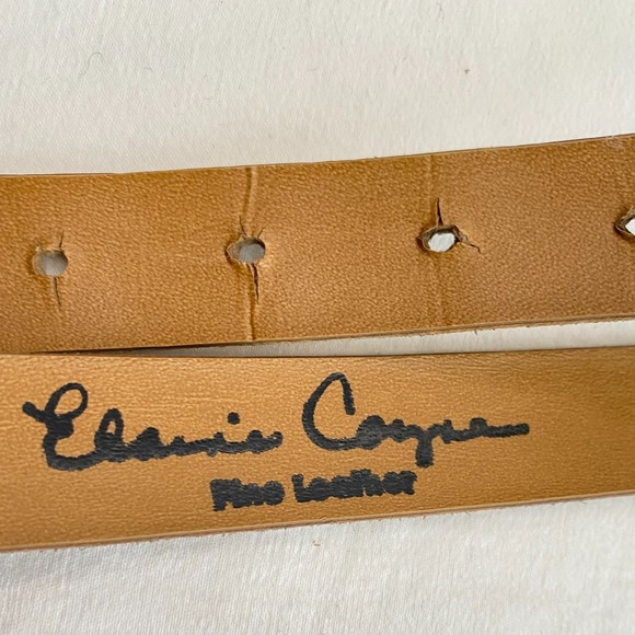 Elaine Conye Belt Beige Gray Snakeskin Leather Distressed Plate Pin Buckle 1X - Picture 10 of 11